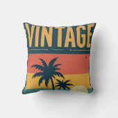 ヴィンテージ1971トロピカルサンセットパームツリーズレトロVibe クッション (裏面)