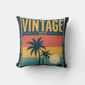 ヴィンテージ1971トロピカルサンセットパームツリーズレトロVibe クッション (正面)