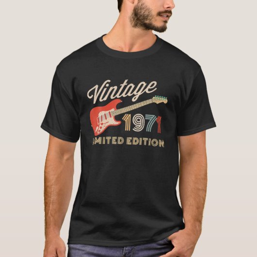 ヴィンテージ1971年限定版ギター誕生年 Tシャツ (正面)