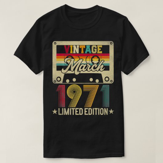 ヴィンテージ1971年3月51誕生日ギフト男性女性再 Tシャツ (デザイン正面)