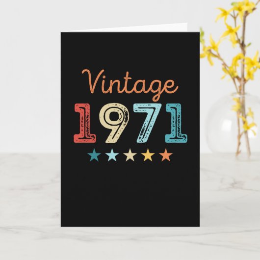 ヴィンテージ1971年50番目の誕生日レトロギフト50歳 カード (黄色い花)