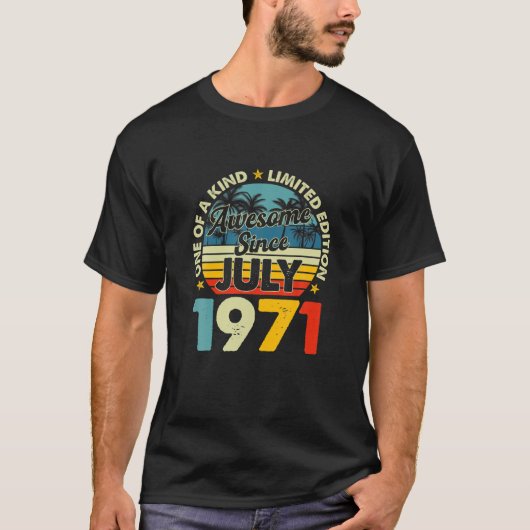 ヴィンテージ1971年7月50歳50誕生日レトロ Tシャツ (正面)