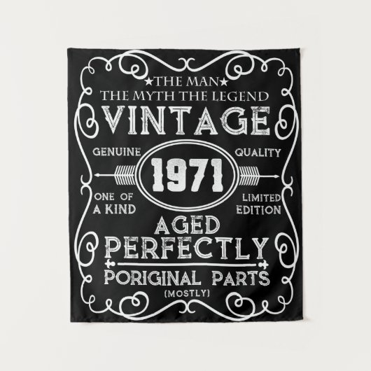 ヴィンテージ1971年 男 神話 伝説 50歳の誕生日 タペストリー (正面)