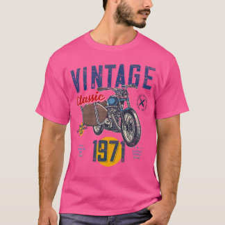 ヴィンテージ1971生まれ誕生日レトロクラシックバイク Tシャツ