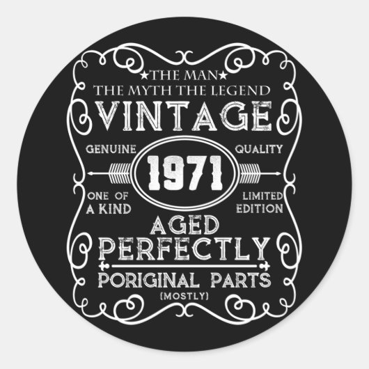 ヴィンテージ1971男の神話レジェンド50誕生日 ラウンドシール (正面)