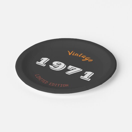 ヴィンテージ1971限定版54th誕生日ギフト ペーパープレート (アングル)