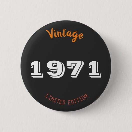 ヴィンテージ1971 55誕生日ボタン限定版 缶バッジ (正面)