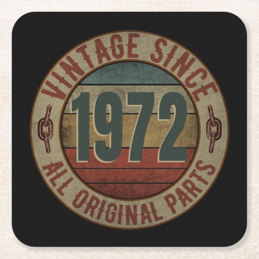 ヴィンテージ1972年以来すべてのオリジナル部品 スクエアペーパーコースター (正面)