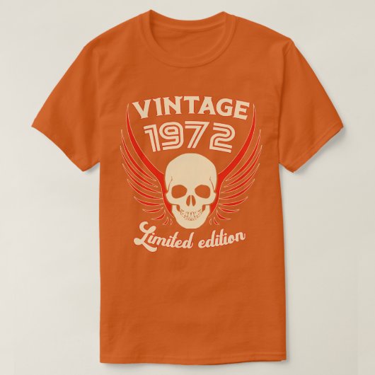 ヴィンテージ1972年限定版スカルとウィング Tシャツ (デザイン正面)