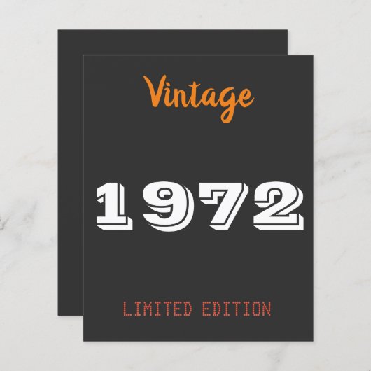 ヴィンテージ1972年限定版パーソナライズされた- 54日 (正面/裏面)