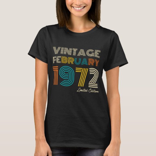 ヴィンテージ1972年2月52日誕生日 Tシャツ (正面)