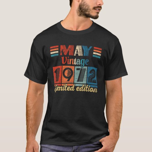 ヴィンテージ1972年5月50日誕生日ギフト50歳 Tシャツ (正面)