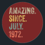 ヴィンテージ1972年7月以来50誕生日驚くべき ラウンドシール<br><div class="desc">ヴィンテージ1972 50番目の誕生日驚くべき1972年7月以来のギフト。感謝祭の日，クリスマスの日，母の日，父の日， 7月4日， 1776独立日，パパの日，ハロウィーンの日，パトリックの日</div>