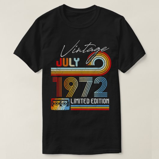ヴィンテージ1972年7月限定版カセットテープ49 Tシャツ (デザイン正面)