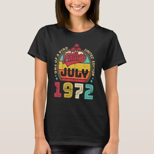 ヴィンテージ1972年7素晴らし月以来50番目の誕生日 Tシャツ (正面)