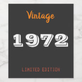 ヴィンテージ1972限定版50th誕生日ギフトNa ワインラベル (シングルラベル)