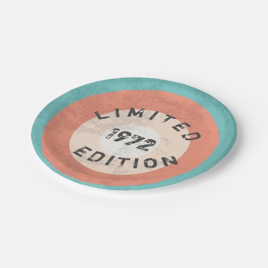 ヴィンテージ1972限定版54th誕生日パーティー ペーパープレート (アングル)