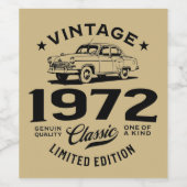 ヴィンテージ1972 クラシック年50歳の贈り物50位B日 ワインラベル (シングルラベル)