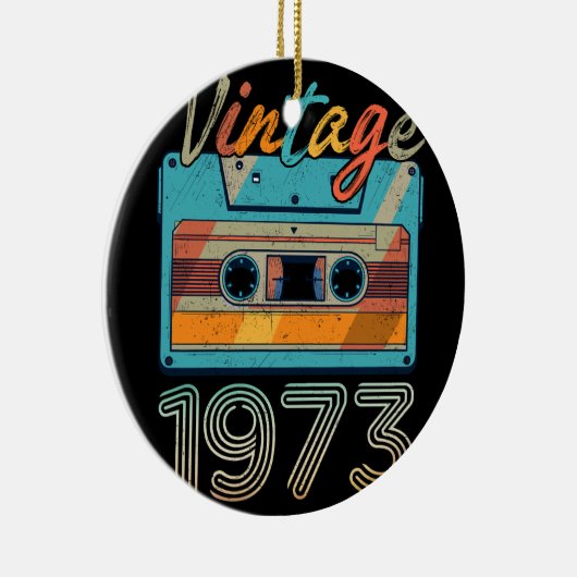 ヴィンテージ1973カセットテープレトロ50番目の誕生日50 セラミックオーナメント (右)