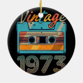 ヴィンテージ1973カセットテープレトロ50番目の誕生日50 セラミックオーナメント (裏面)