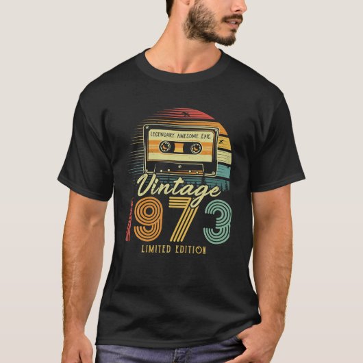 ヴィンテージ1973レトロカセット1973 50番目の誕生日50 Tシャツ (正面)