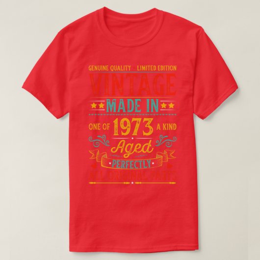 ヴィンテージ1973年誕生日 Tシャツ (デザイン正面)