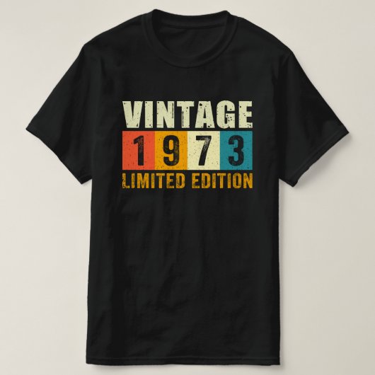 ヴィンテージ1973誕生日-レトロブロックデイギフト Tシャツ (デザイン正面)