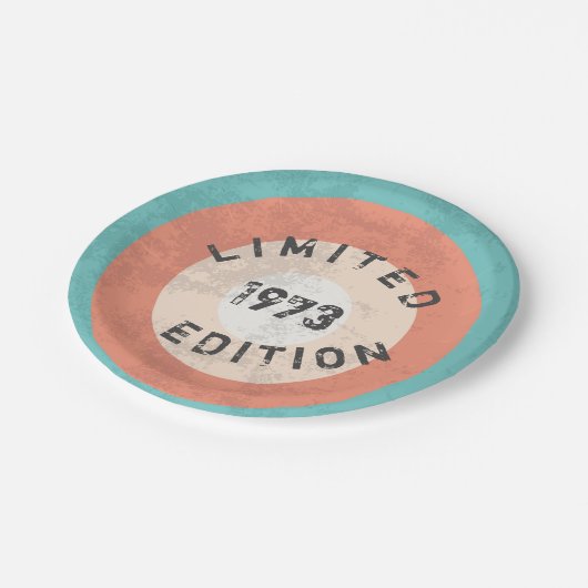 ヴィンテージ1973限定版53rd誕生日 ペーパープレート (アングル)