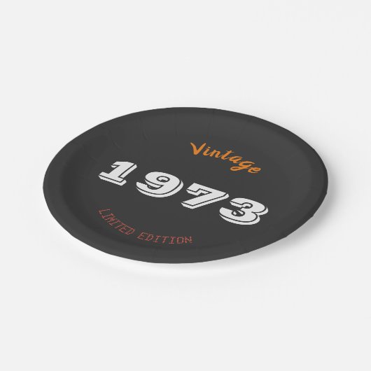 ヴィンテージ1973限定版53rd誕生日 ペーパープレート (アングル)