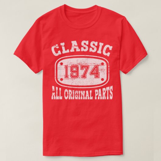 ヴィンテージ1974すべてのオリジナルパーツ白 Tシャツ (デザイン正面)