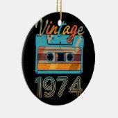 ヴィンテージ1974カセットテープレトロ49誕生日49 セラミックオーナメント (右)