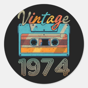 ヴィンテージ1974カセットテープレトロ49誕生日49 ラウンドシール