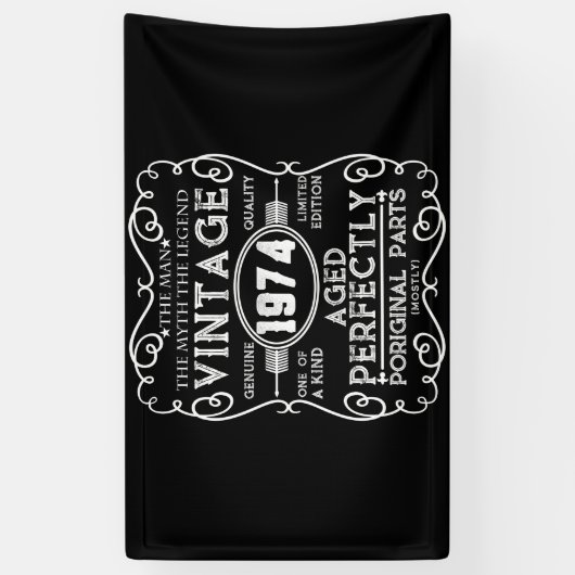 ヴィンテージ1974年男神話伝説47誕生日 横断幕 (縦)