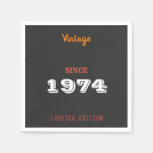 ヴィンテージ1974年限定版50誕生日 スタンダードカクテルナプキン (正面)