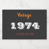 ヴィンテージ1974年限定版50誕生日 スパークリングワインラベル (シングルラベル)