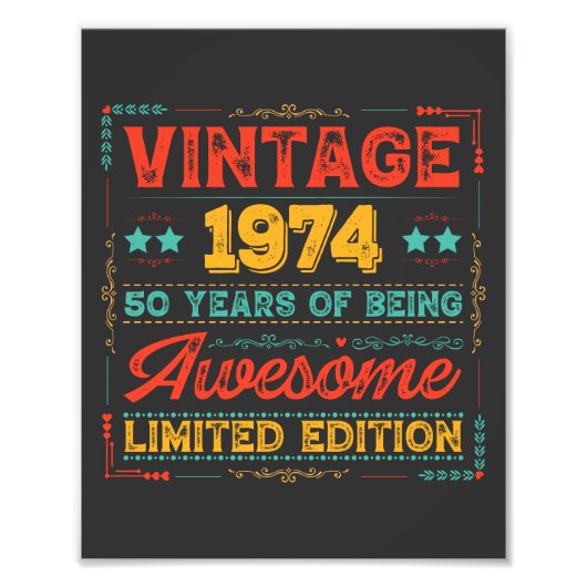 ヴィンテージ1974年1974年50誕生日50年 フォトプリント            (正面)