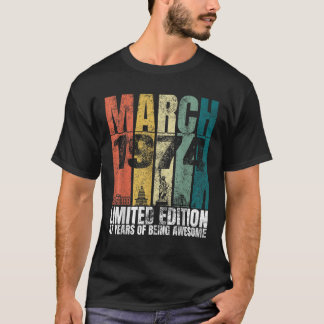 ヴィンテージ1974年3月Bdayギフト47歳47日Bi Tシャツ