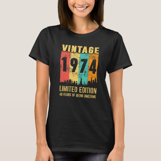 ヴィンテージ1974年48歳48誕生日 Tシャツ (正面)