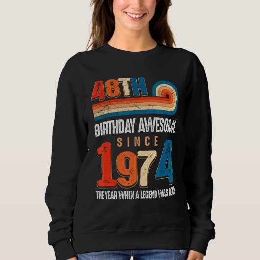 ヴィンテージ1974年48誕生日の伝説 スウェットシャツ (正面)