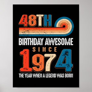 ヴィンテージ1974年48誕生日伝説 ポスター