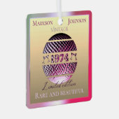 ヴィンテージ1974年50歳の誕生日ピンク メタルオーナメント (正面右)