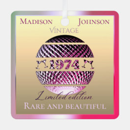 ヴィンテージ1974年50歳の誕生日ピンク メタルオーナメント