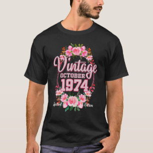 ヴィンテージ1974花48歳誕生日 Tシャツ