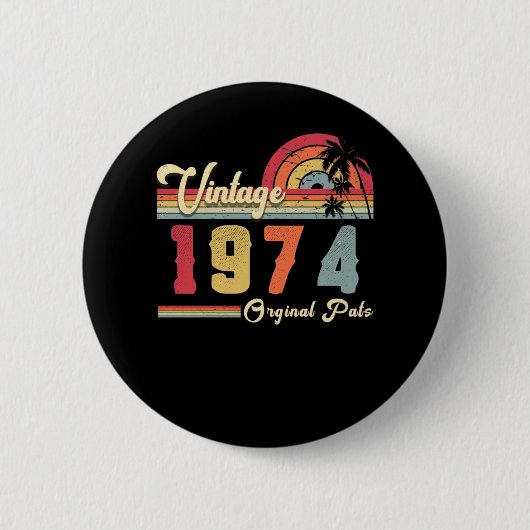 ヴィンテージ1974誕生日 缶バッジ (正面)