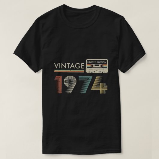 ヴィンテージ1974限定カセット Tシャツ (デザイン正面)