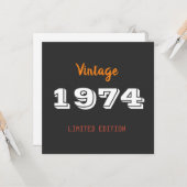 ヴィンテージ1974限定版50th誕生日ギフト カード (正面/裏面インサイチュ)