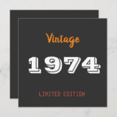 ヴィンテージ1974限定版50th誕生日ギフト サンキューカード (正面/裏面)