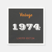 ヴィンテージ1974限定版50th誕生日ギフト スタンダードカクテルナプキン (正面)
