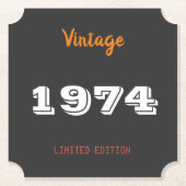 ヴィンテージ1974限定版50th誕生日ギフト ペーパーコースター (正面)