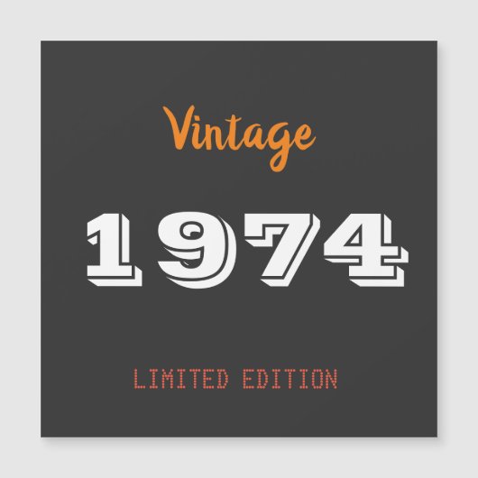 ヴィンテージ1974限定版50th誕生日ギフト マグネット招待状 (正面)